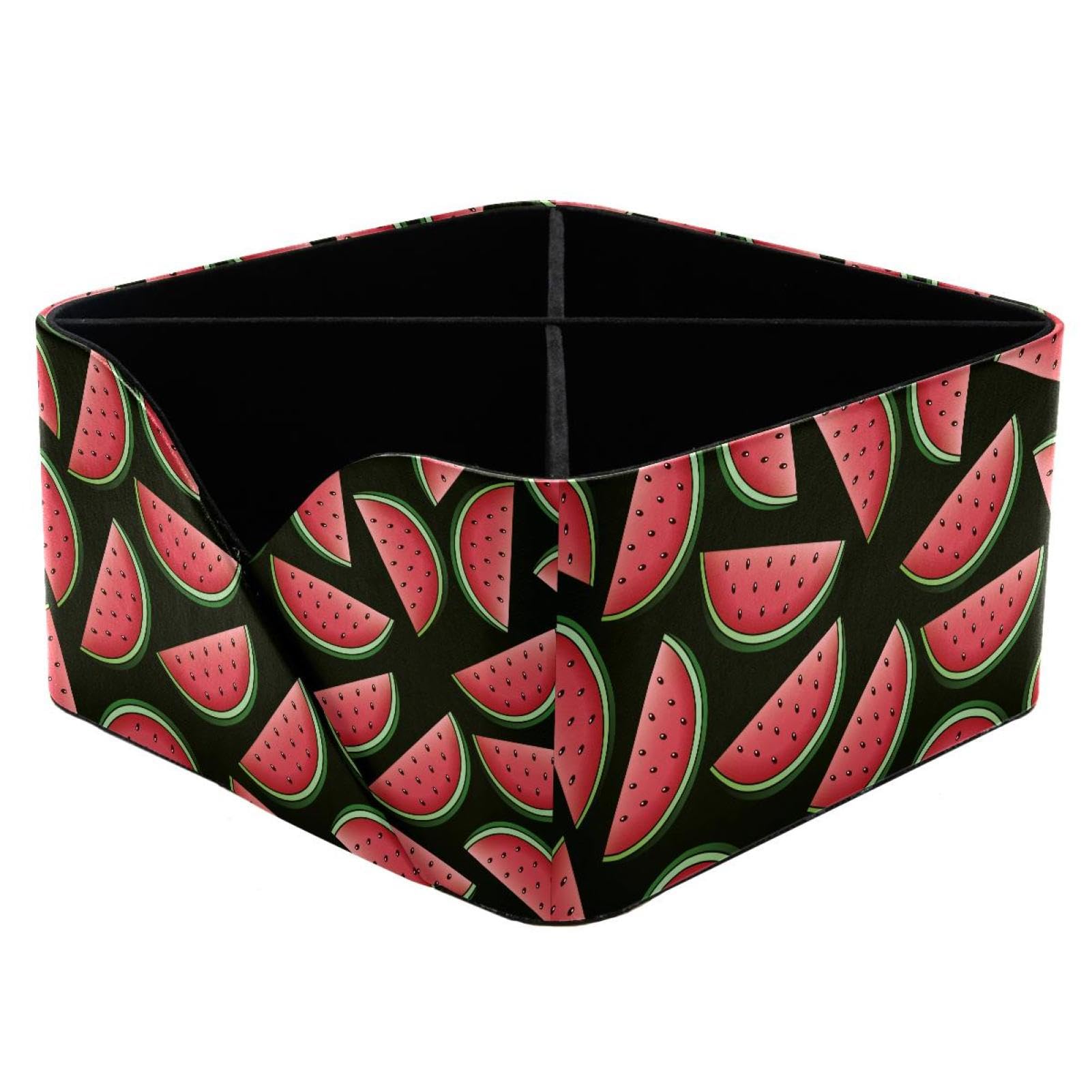 KengjuTesu Watermelon Summer Fruit Desktop Organizer Pen Holder, Rectangular Pencil Cup for Office, Study and Makeup Stations