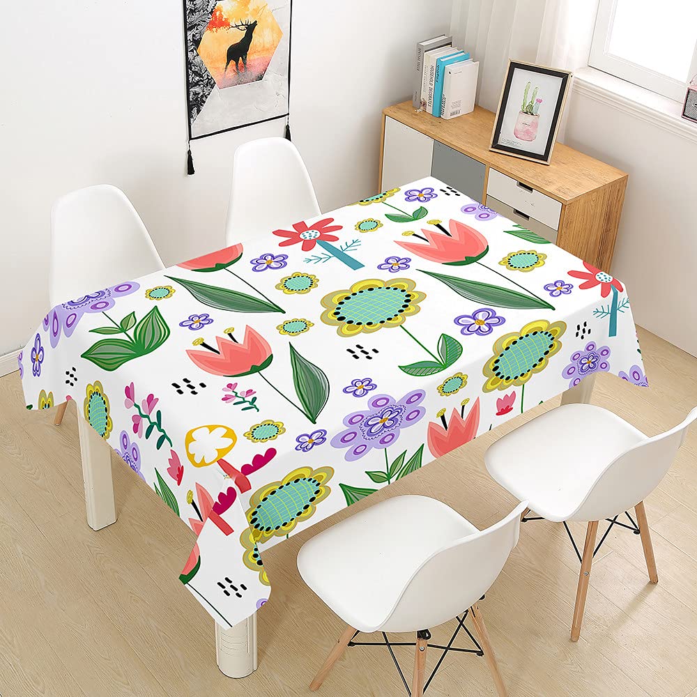 Treer-Shop Yellow Sunflower Rectangle Tablecloths Waterproof Dust-Proof Table Cloth, Treer Wipeable Polyester 3D Table Cover With Small Floral Printed Table Protector For Kitchen Dining Room Party (,60X60cm)