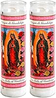 Our Lady of Guadalupe Prayer Candles (2 Pack) - Unscented Glass Jar Set for Vigils, Prayers, Church & Devotions