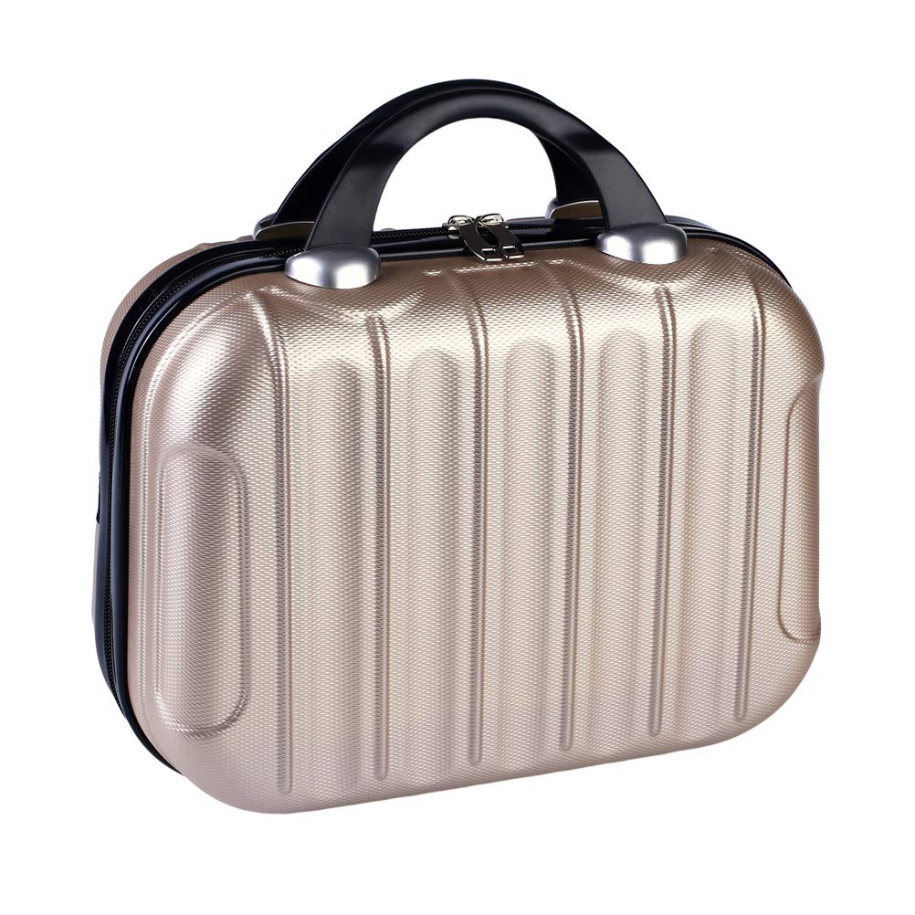 Kosmetyczka 35 cm, przenośny organizer podróżny, z elastycznymi paskami i podstawą odporną na zarysowania do kosmetyków, makijażu, podróży, Szampański, Wspólne