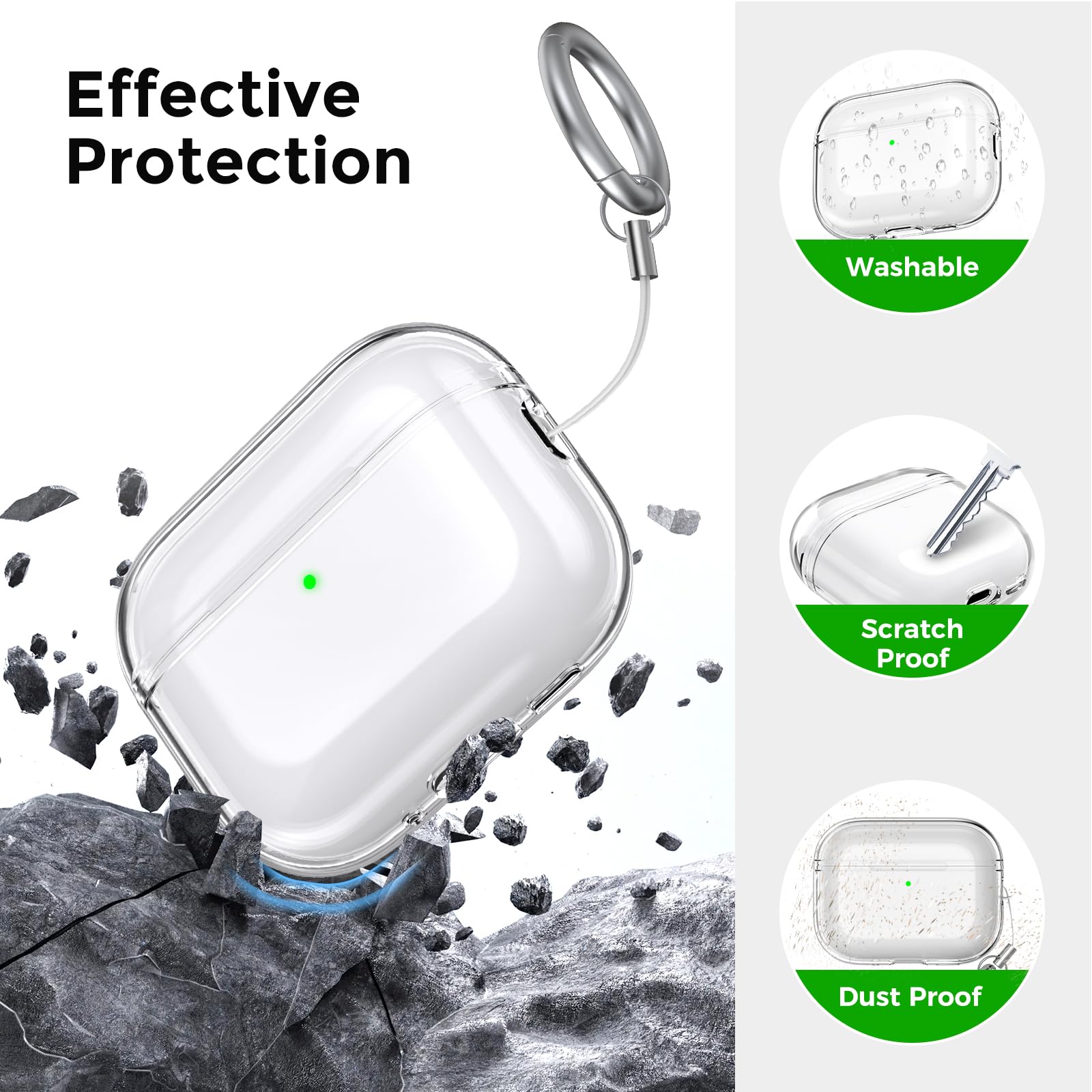 AhaStyle Transparente Coque AirPods Pro 3 (2025) avec Kit Nettoyage [Anti-Jaunissement] Étui Protection TPU Clear Housse pour AirPods Pro 3ème Génération Supportant Recharge USB-C et Recharge sans Fil