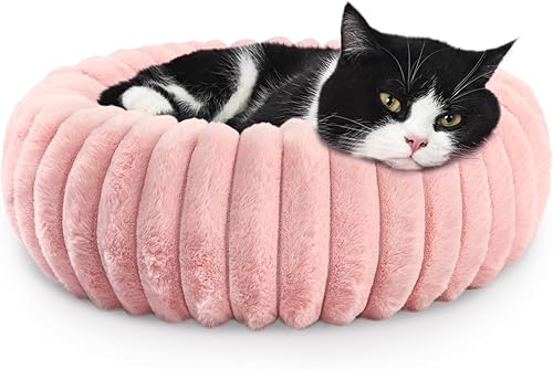 Miniatura 7 de Kitten Beds for Indoor Cats - Soft Cozy Small Cat Bed Washable 16 Inches,Calming Anti-Slip Round Fluffy Plush Faux Fur Pet Bed for Puppy and Kitten
