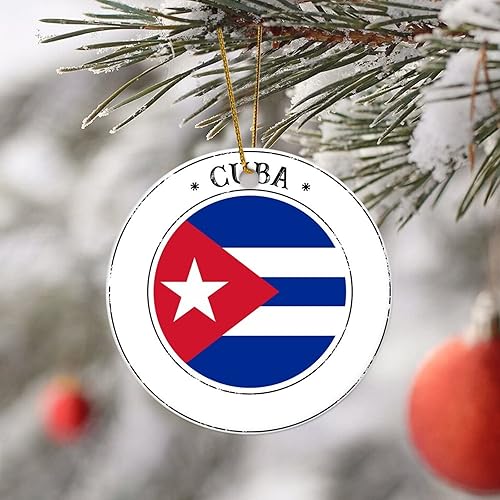 Vista 5 de Bandera de Costa Rica, adorno de Navidad con bandera nacional, adorno redondo de cerámica para decoración del árbol de Navidad, recuerdo de Navidad