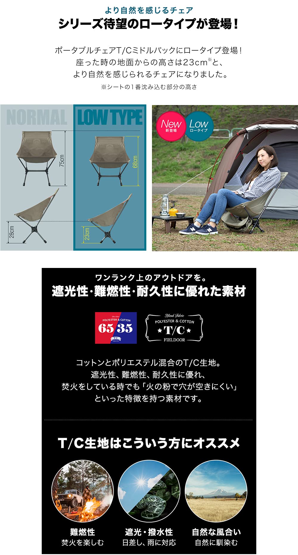 Amazon.co.jp: FIELDOOR ポータブルコンパクト アウトドアチェア 