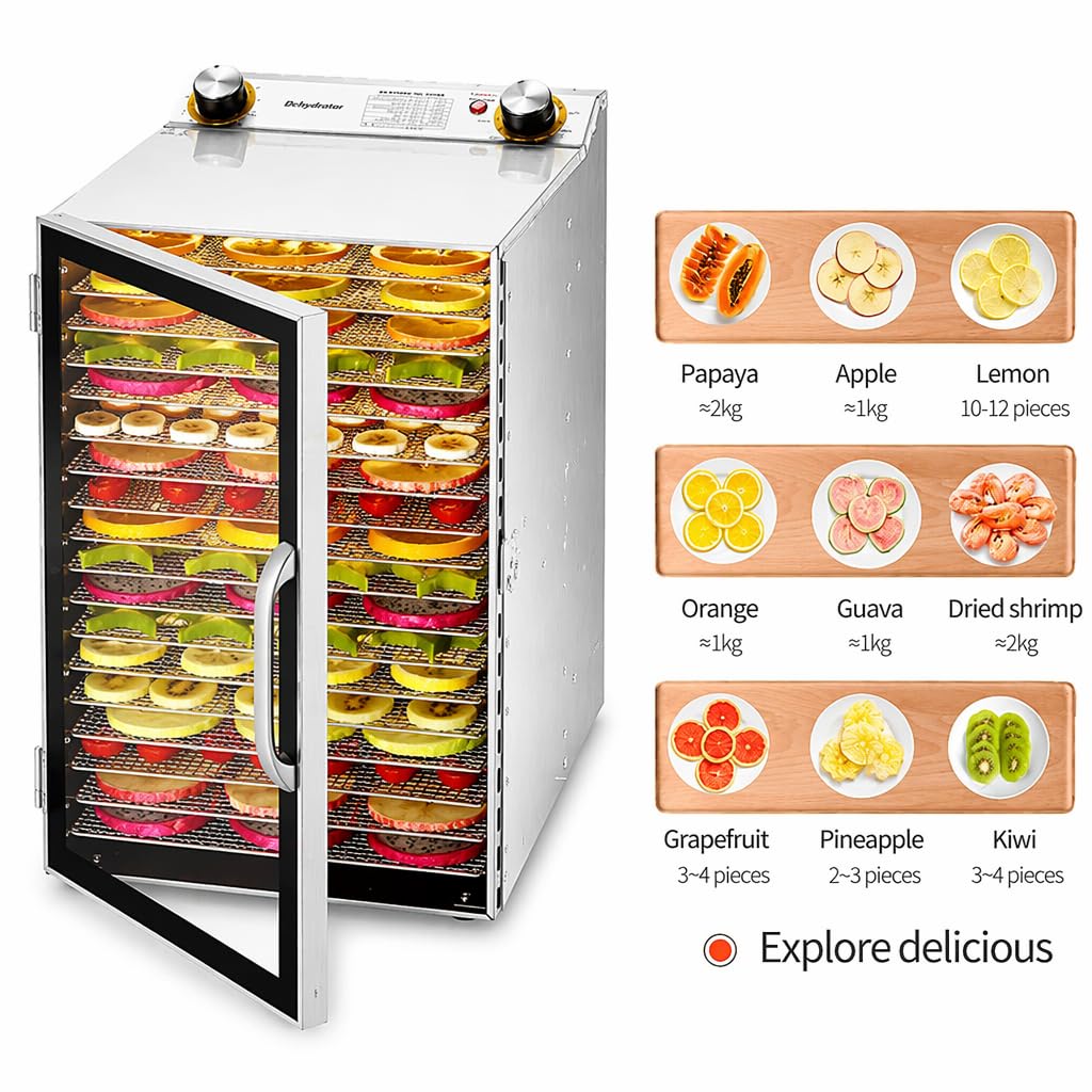Liofilizzatore, 6812 strati, timer 12 ore, acciaio inossidabile, frutta, verdura, carne, pesce (6Layer)