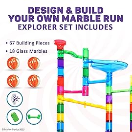 Marble Genius Marble Run Explorer Set, STEM Toys & Maze Construction Building - 85 Translucent Track Pieces & Glass Marbles for Family, Kids Toddlers Ages 4-8 - Fun Holiday Creative Gifts