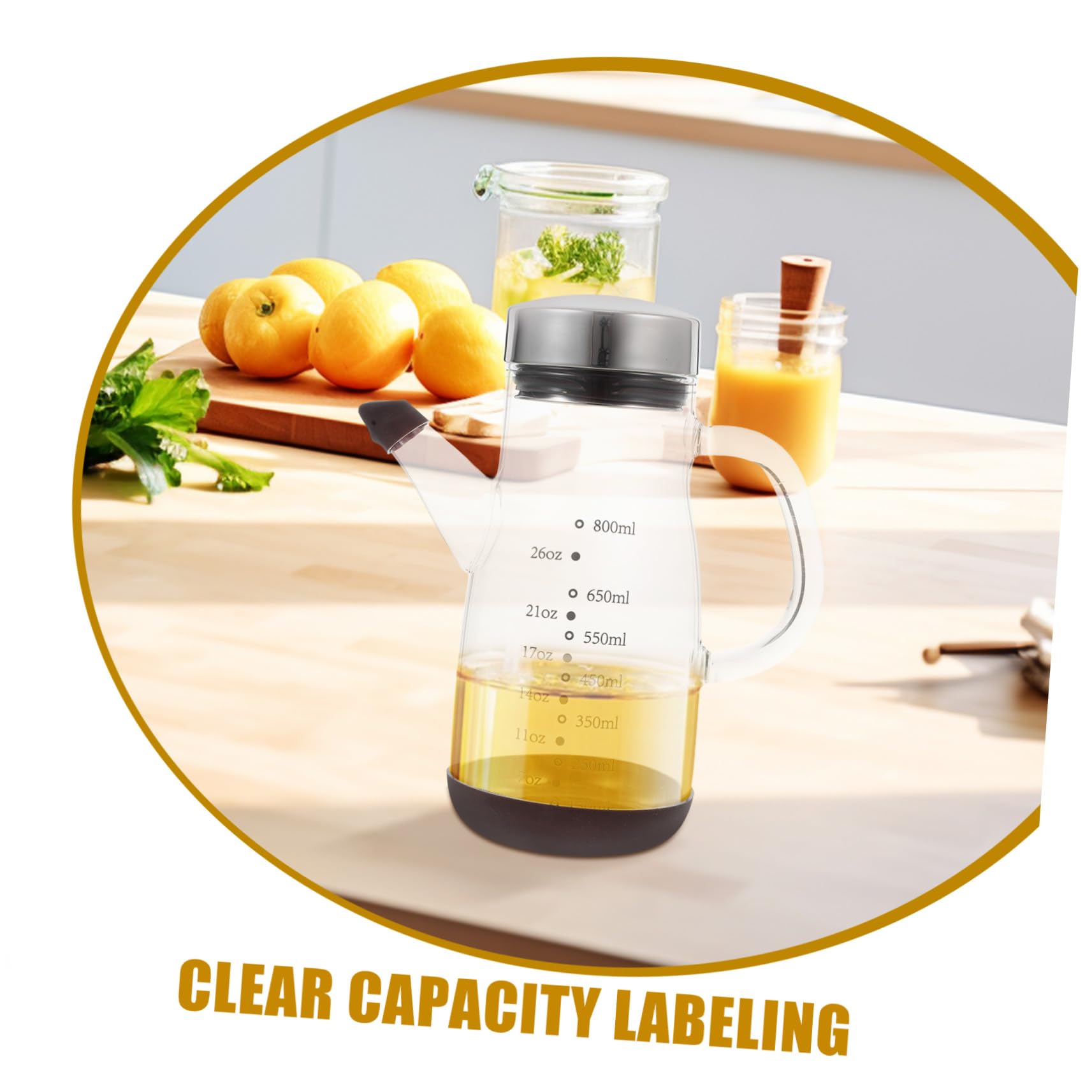 Alipis Aceitera de Vidrio Transparente Gran Capacidad Botella Dispensadora de Aceite para Cocina para Almacenar Aceite Vinagre o Otras Salsas la Mesa Cocina