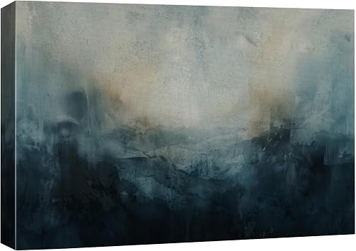 MUDECOR Large Canvas Print Wall Art Abstract Ocean Mist Modern Gradient in Blue and Beige Tones Illustrations Modern Art Decorative Calm/Zen for Living Room, Bedroom, Office - 32"x48" Large Canvas