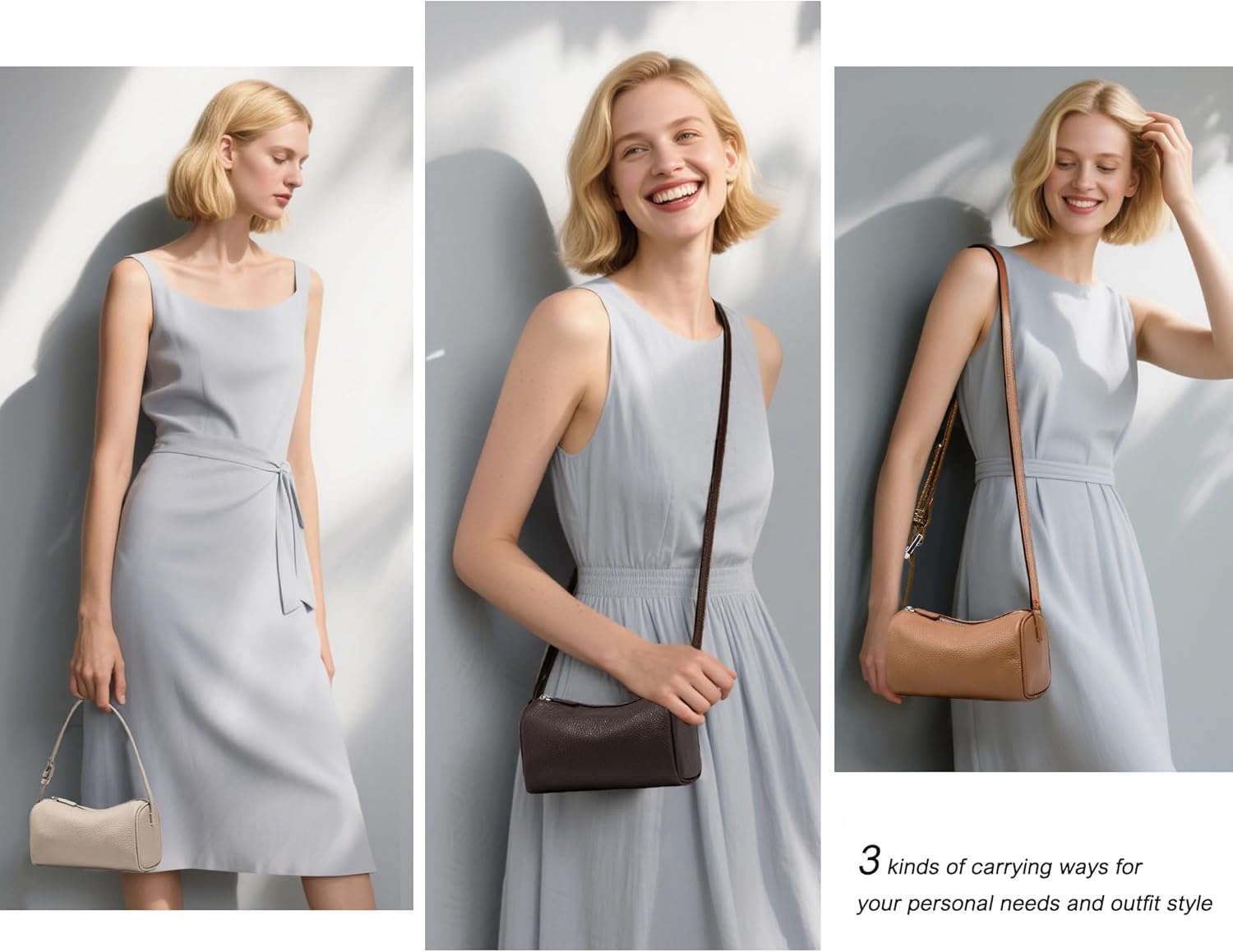 Genuine Leather Crossbody Bag for Women: Small Barrel Purse for Ladies - Designer Hobo Bags Shoulder Handbags - Image 2