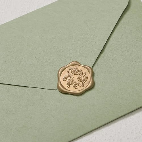 Miniatura 8 de UNIQOOO Calcomanías de sello de cera  Adhesivos de sello de invitación de boda de rama de olivo, 50 calcomanías autoadhesivas Prosecco Metallic