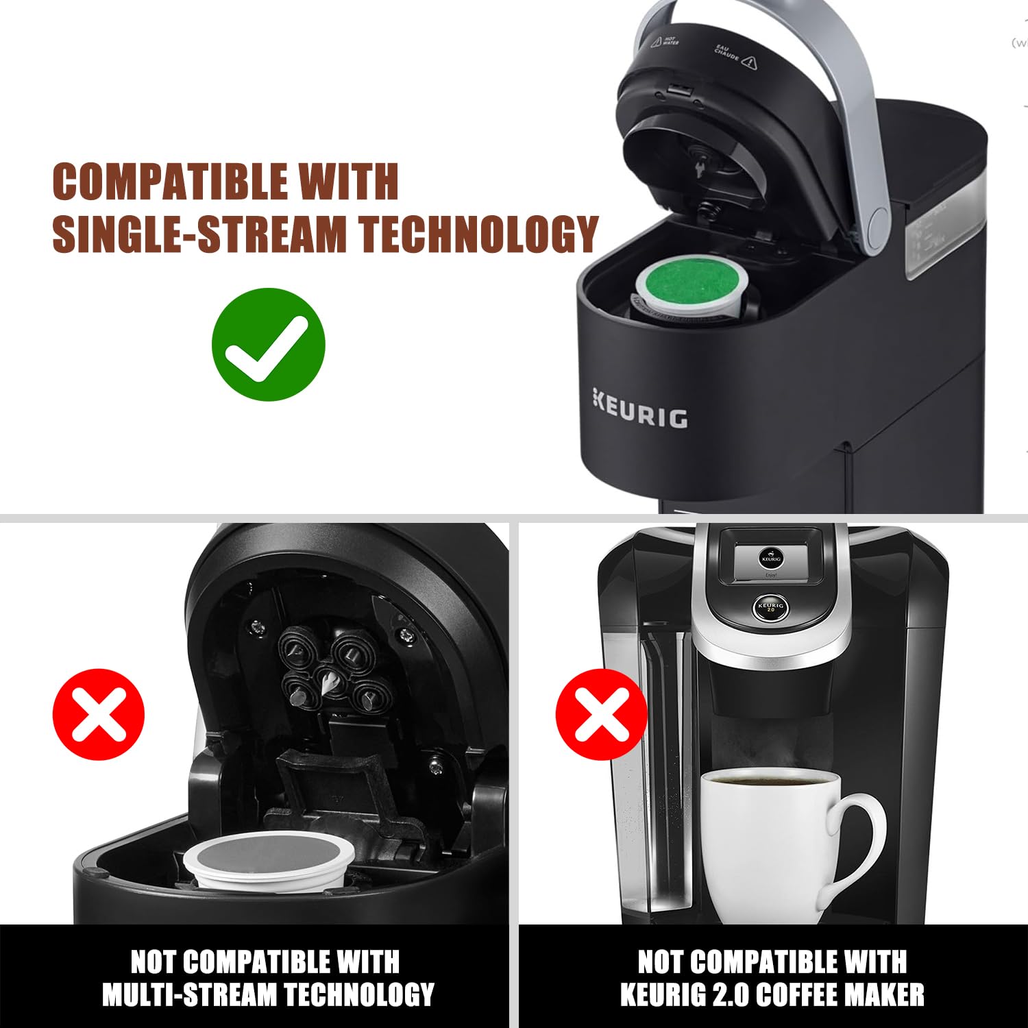 Pro Mael Paquete de 2 cápsulas de café reutilizables K Cups, filtros de café universales de acero inoxidable recargables reutilizables K Cup