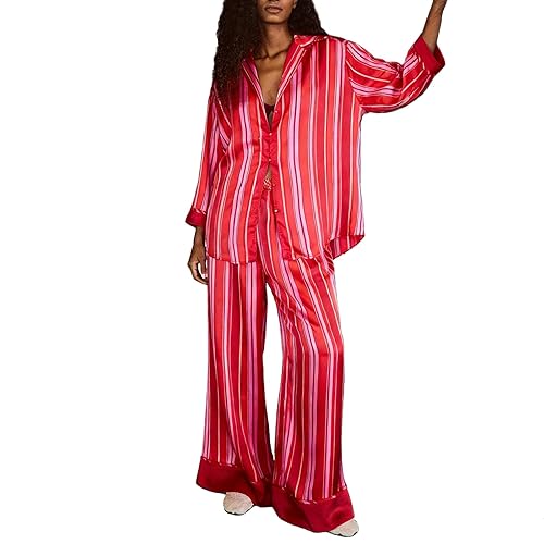 Women Satin Pajama Set Floral Silk Pajamas 2 Piece Lounge