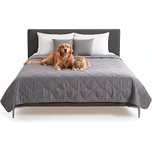 FurHaven Waterproof Blanket &amp; Furniture Protector Cover with Non-Slip Backing, Machine Washable, Jumbo/King, Quilted Twill, Gray