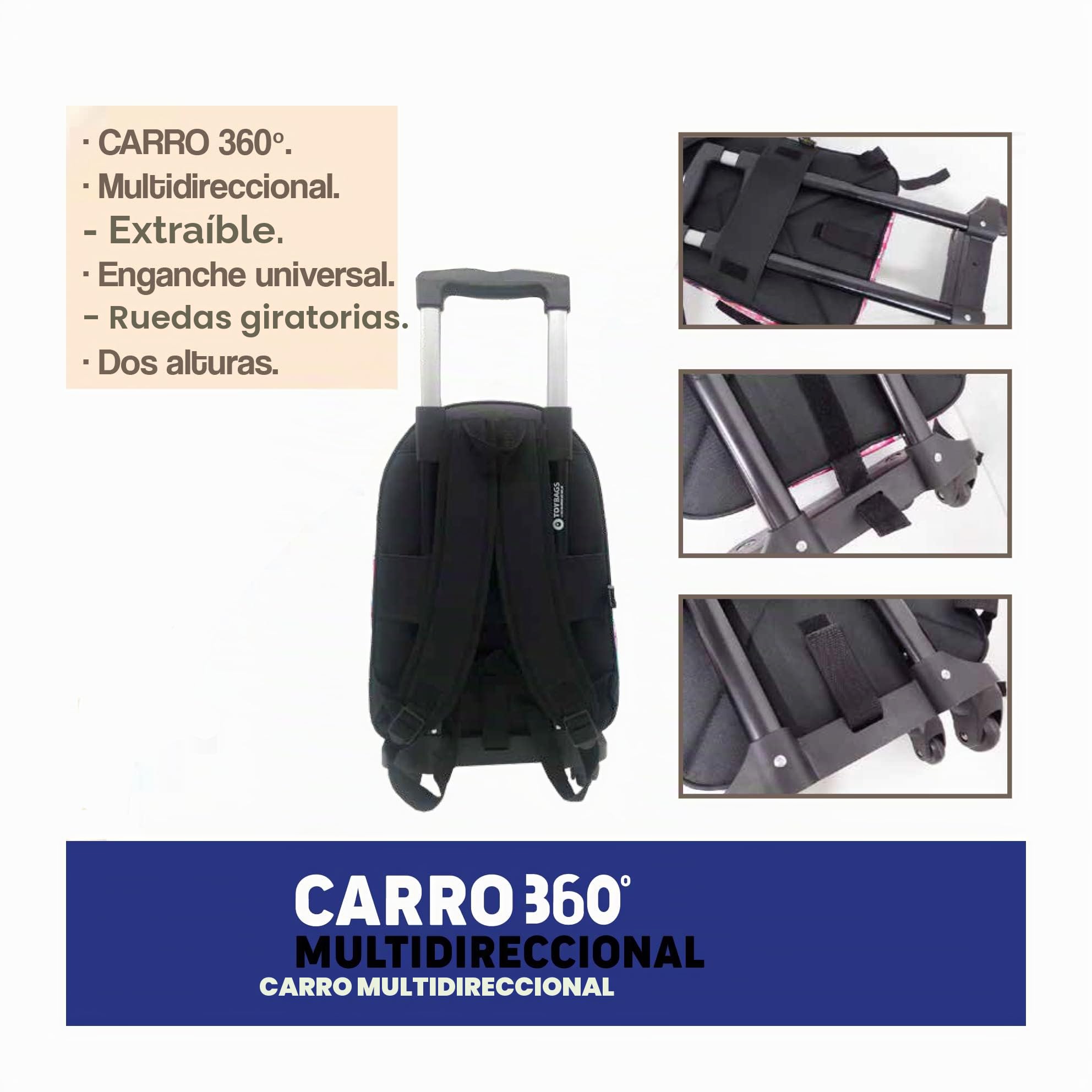 Mochila Escolar Fortnite + Carro Toybags con 4 Ruedas Giratorias - Doble Compartimento y Bolsillo Frontal - Carro con Protección Lateral y Stopper Frontal Anticaída - 44 x 30 x 20 cm