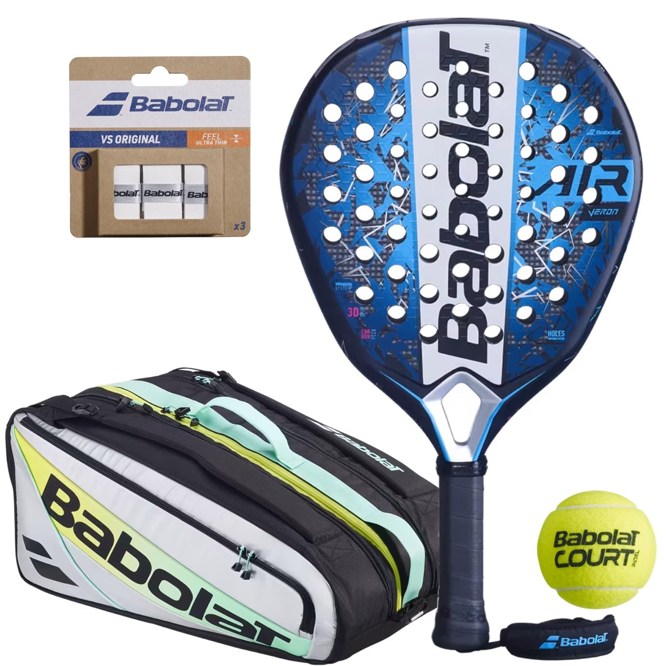 Babolat Air Veron 2.5 Padel Racket – Optional Bag, Balls, Overgrips, Additional Rackets - Customize Your Kit