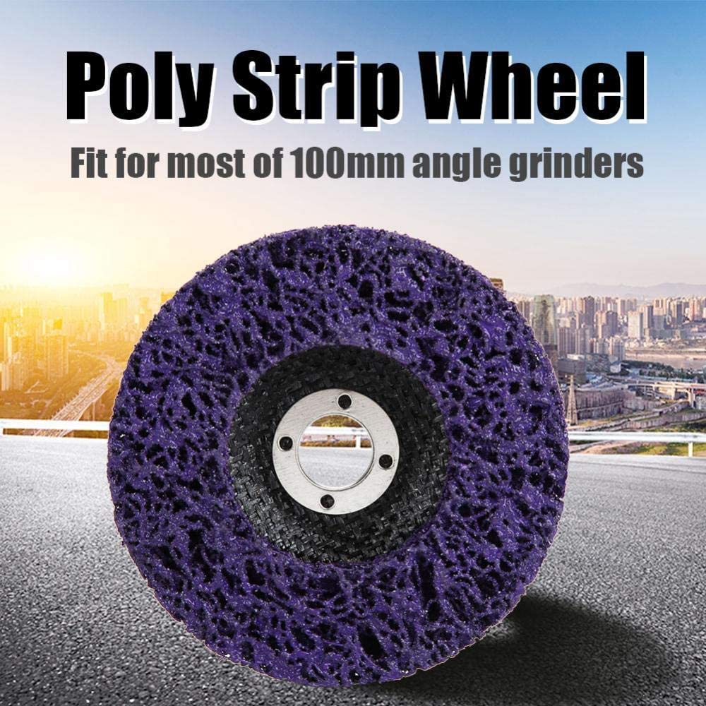 Zestaw 5 tarcz ściernych do szlifierki 100 mm 60# Poly Strip Disc narzędzie do czyszczenia do usuwania rdzy/malowania/łuszczenia fioletowo-złotej
