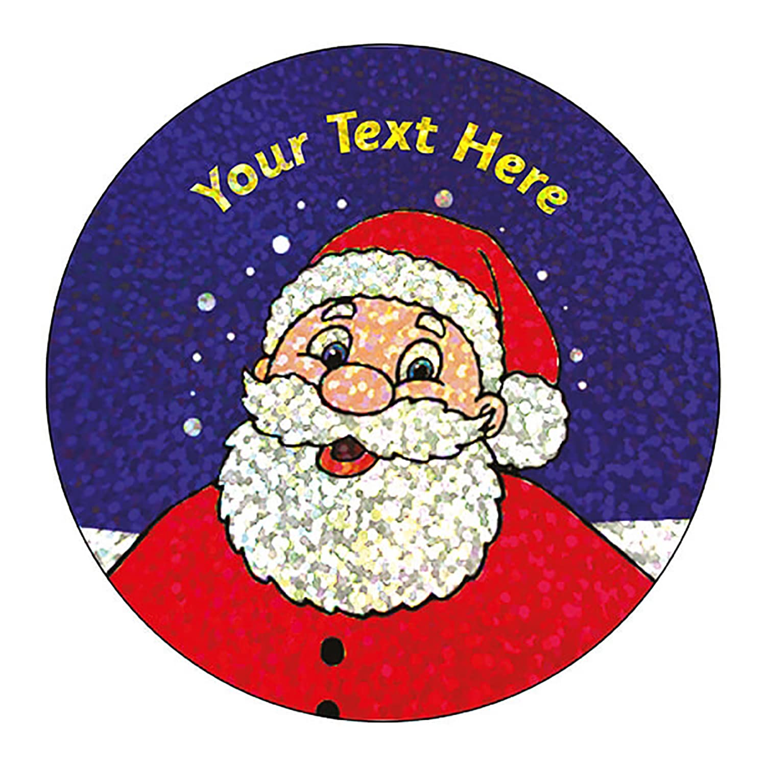 105 Personalised Holographic Sparkly Christmas Xmas Santa Father Christmas Motivational School Praise Teachers Reward Stickers Gift Labels 37mm PTS Personalised