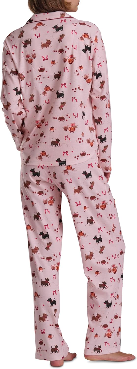 Karen Neuburger womens [Petite] Girlfriend Long Sleeve Notch Collar Button Up Top and Pant Bottom 2-piece Pajama Set - Image 3