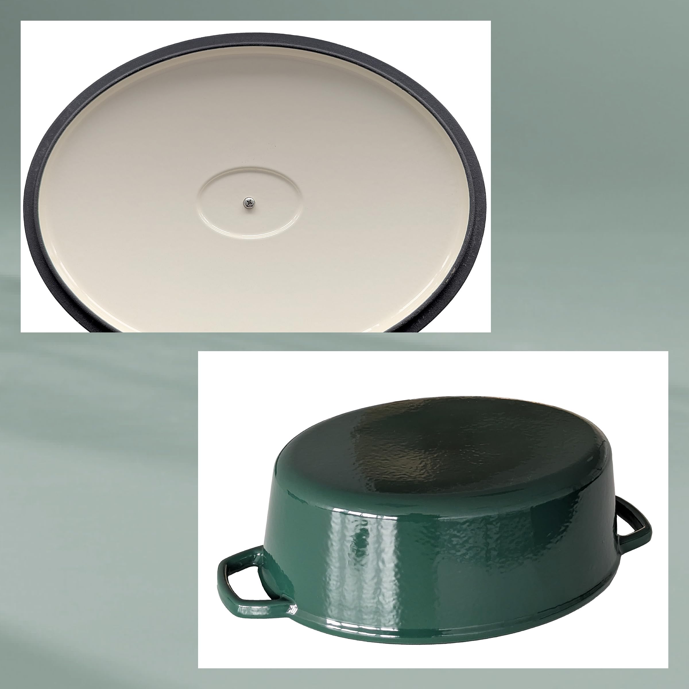 kela Casseruola ovale in ghisa 9,3 litri, forno olandese Calido, cottura a induzione con coperchio, pentola in ghisa per cuocere il pane, smaltato, verde