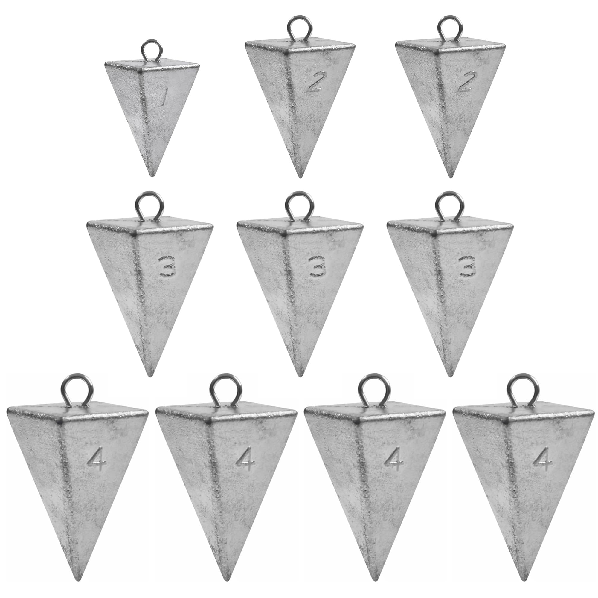 OROOTL Pyramid Sinkers Fishing Weights Kit 1oz-8oz Bullet Fishing Sinkers Weights Surf Fishing Pyramid Weights for Saltwater Freshwater Fishing Gear Tackle