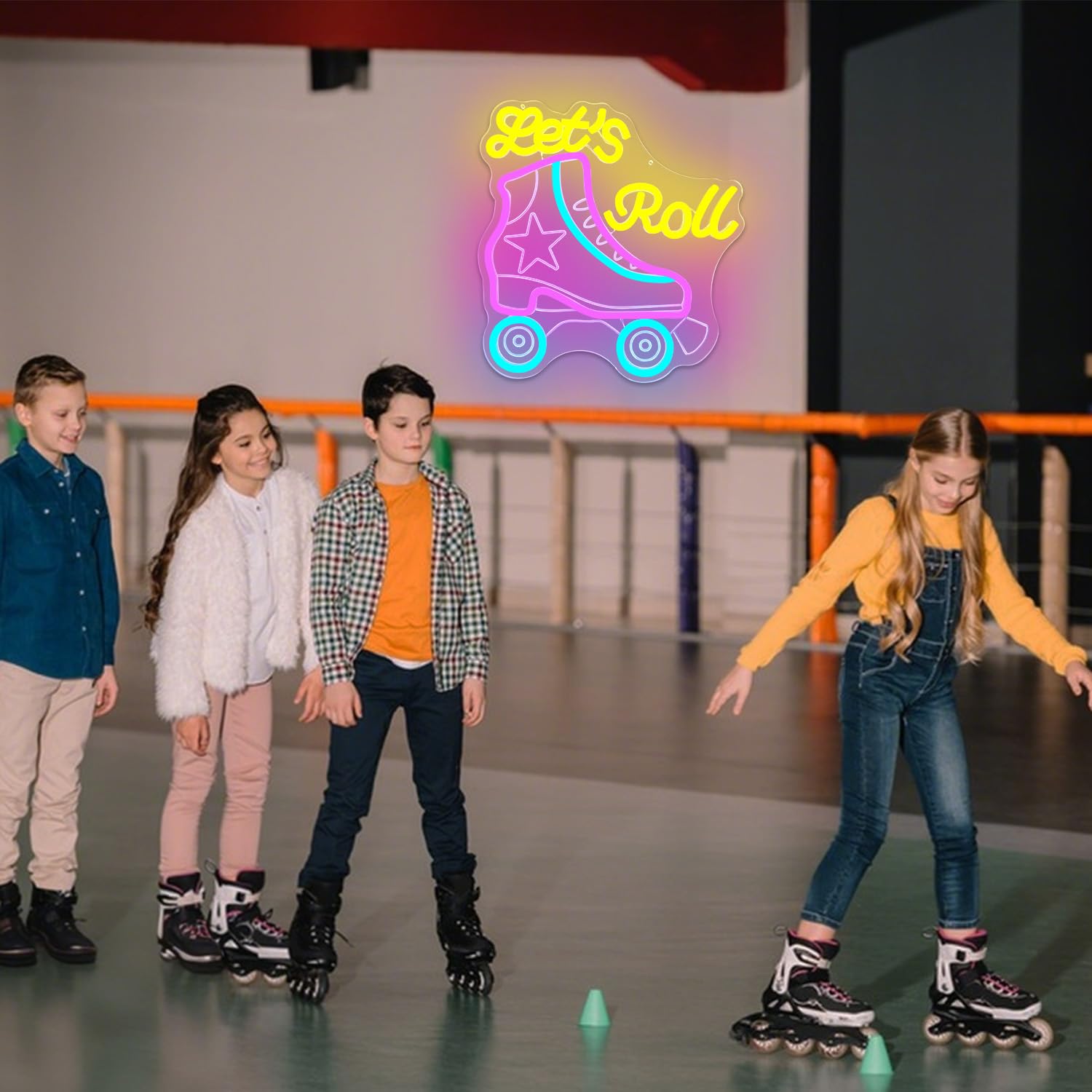 Letrero de neón para decoración de pared, letrero LED de neón regulable, decoración de fiesta, letrero de neón para patines de ruedas, tienda, club, deportes, letrero de patinaje iluminado para sala