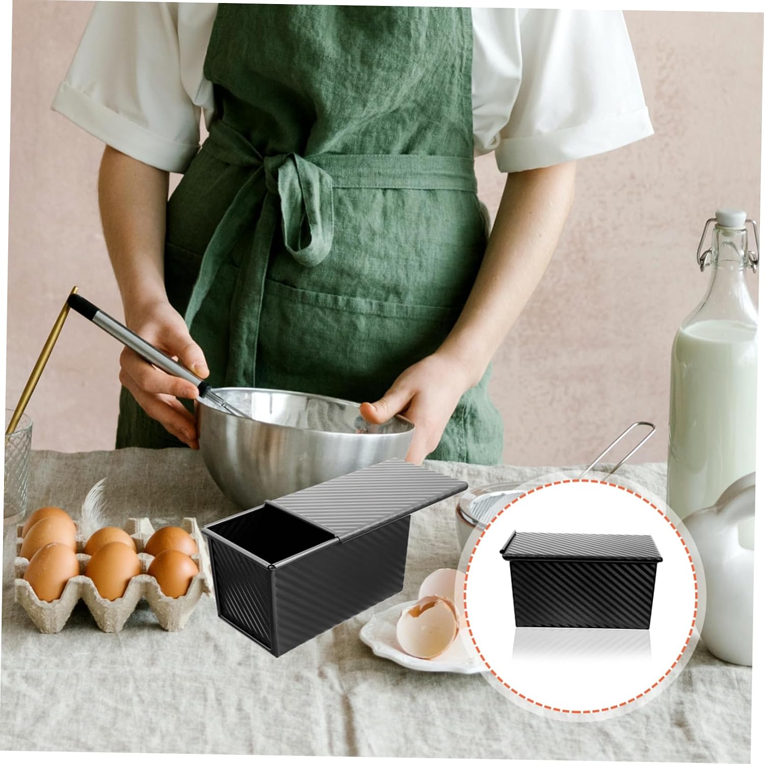 Non-Stick Carbon Steel Toast Box with Lid Baking Mold for Bread Sturdy Toast Pan for Home Baking Suitable for Cake and Bread