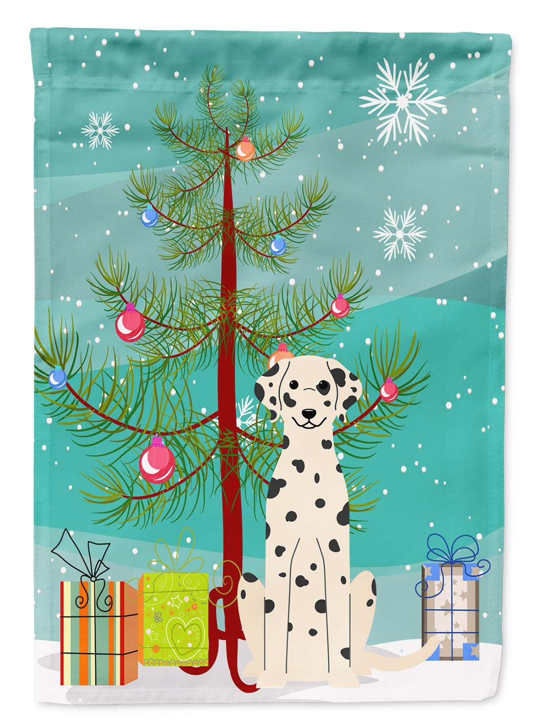 Drapeau de jardin Dalmatien de Noel multicolore pour celebrer les fetes avec votre fidele compagnon