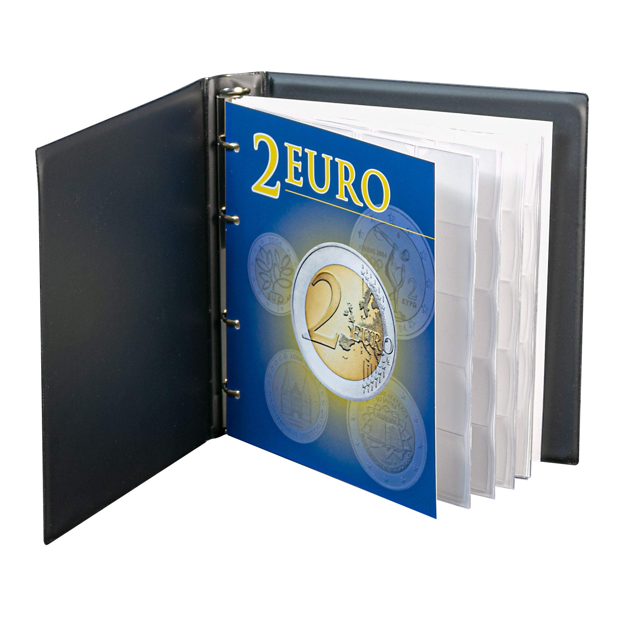 LINDNER Das Original Album per monete da 2 euro con 5 fogli per un totale di 100 monete, espandibile con fogli supplementari
