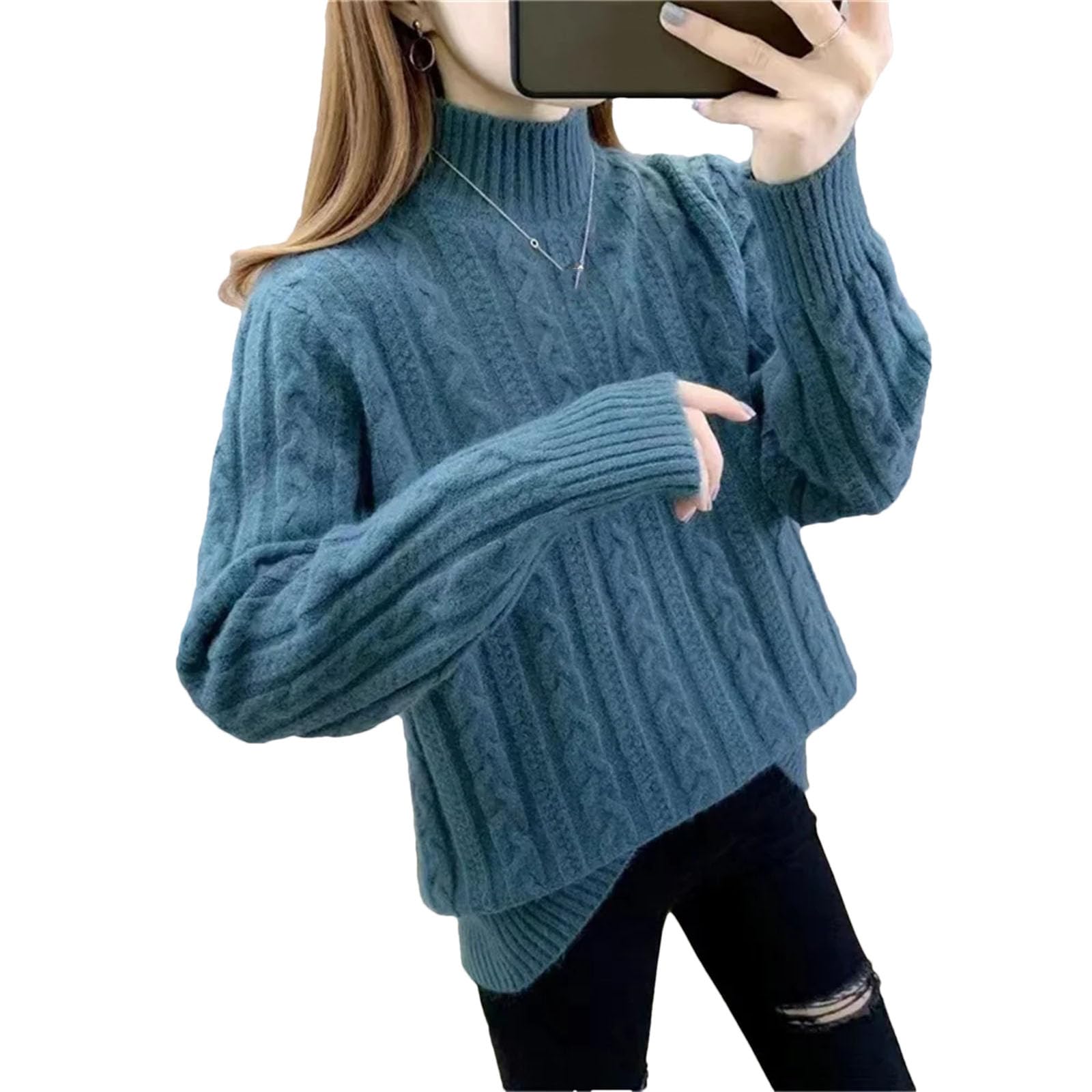 Maglione da donna a collo alto autunno inverno maglione a maniche lunghe maglioni lavorati a maglia addensare maglioni caldi da donna.