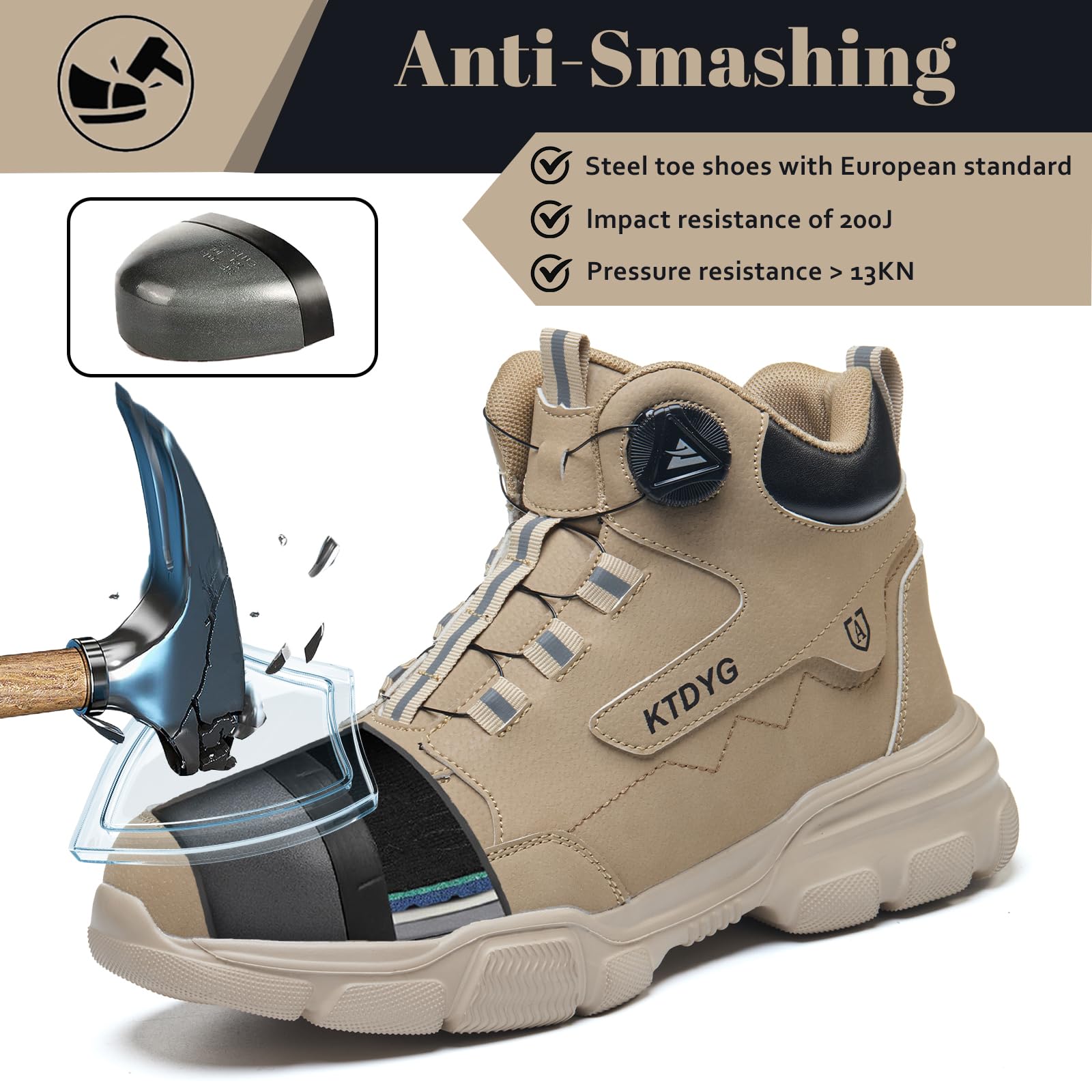 Scarpe Antinfortunistiche Uomo Donna Impermeabili Scarpe da Lavoro con Punta in Acciaio Leggere Stivali di Sicurezza Antiscivolo Scarpe Sicurezza