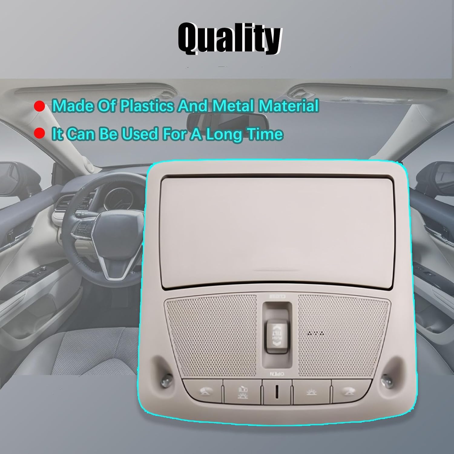 Overhead Consoles Map Reading Light Lamp, Fit For Nissan Altima 2013-2018, OE:264303TA3A, Overhead Consoles With Dome Light Assembly, Interior Cab Lights Storage Assembly-Gray-With light