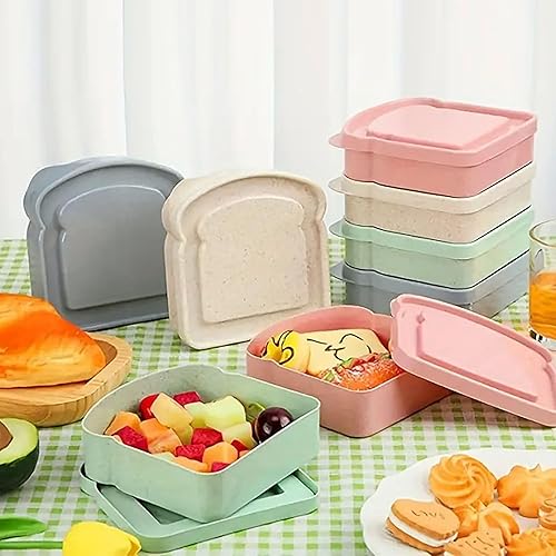 Miniatura 4 de Contenedores para sándwich, 4 recipientes para sándwiches para loncheras, caja de sándwich en forma de tostada, caja de almacenamiento de alimentos