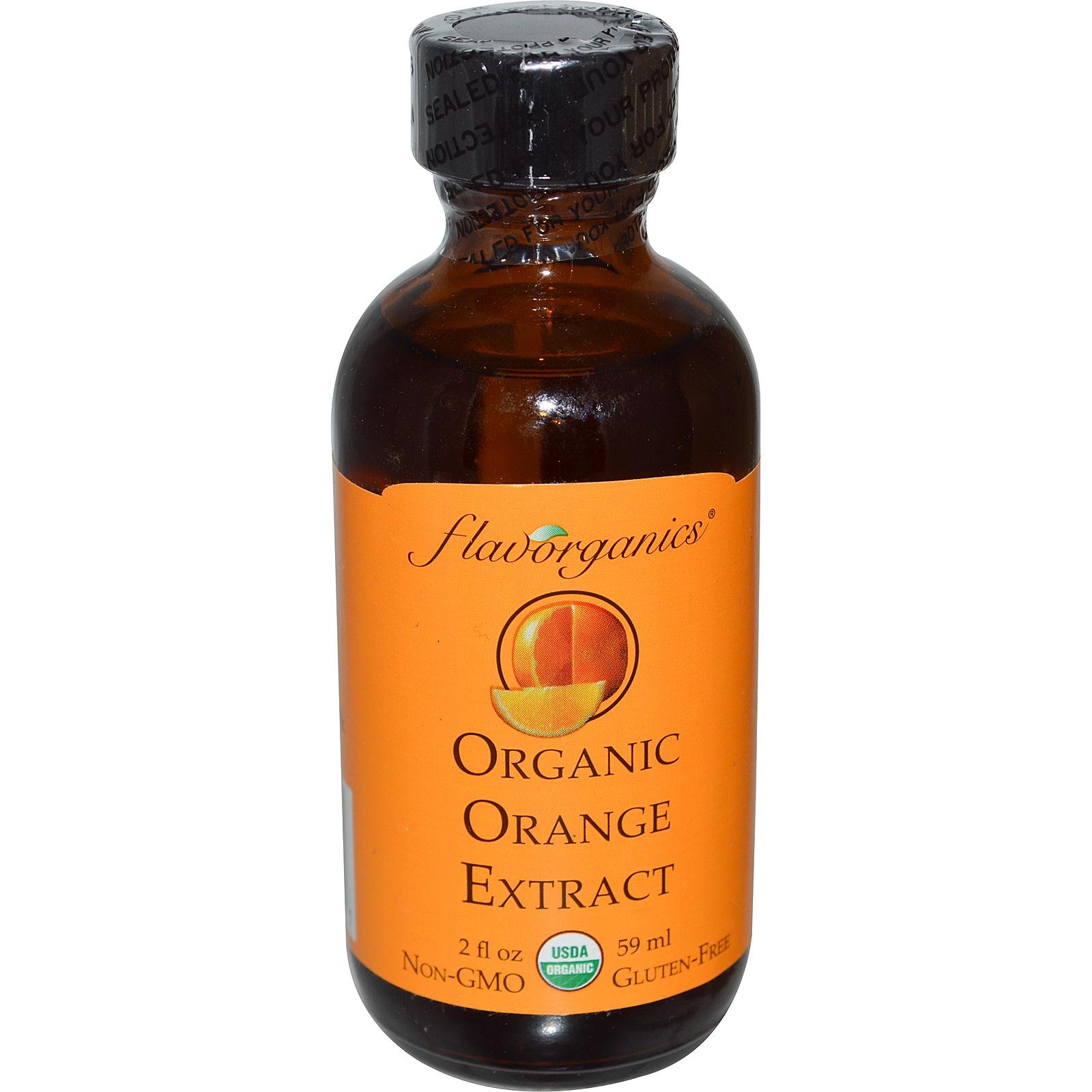 Flavorganics Organic Orange Extract, 2 Ounce Bottle