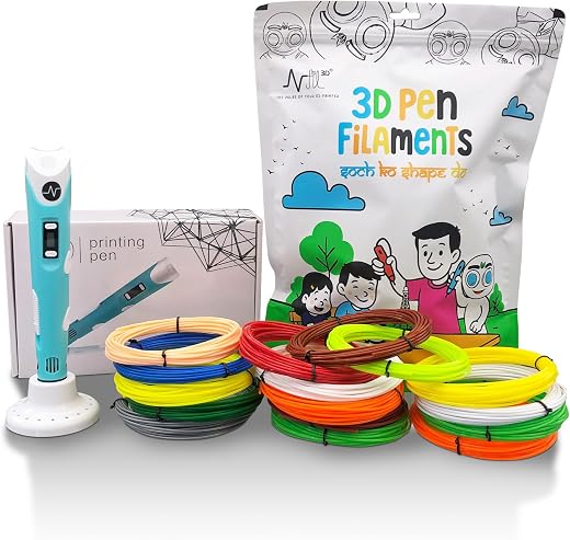 NFIL3D Pen Kit for Kids | 3D Pen Starter Kit – Includes 9Pcs Multicolor Filament 5Meter Each [Total 45 Meter] &amp; 1Pc USB Ca...