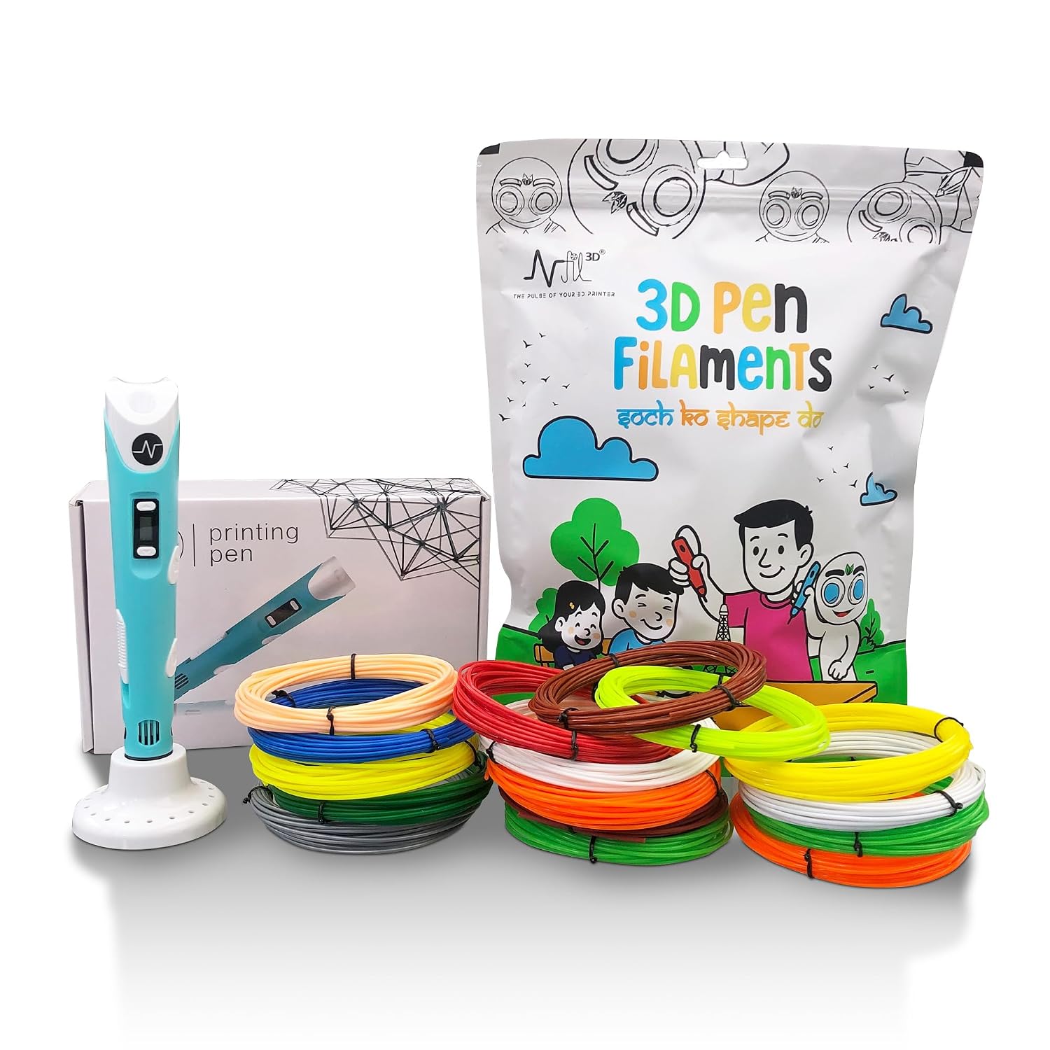 NFIL3D Pen Kit for Kids | 3D Pen Starter Kit – Includes 9Pcs Multicolor Filament 5Meter Each [Total 45 Meter] & 1Pc USB Ca... - Review, Price and Buying Guide