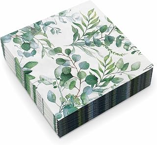 80 Servilletas Papel Decoradas,Servilletas para Decoupage,Servilletas de Papel Decoradas33x33cm,Servilletas Papel de Eucalipto para Jardín,Fiesta,Bautizos