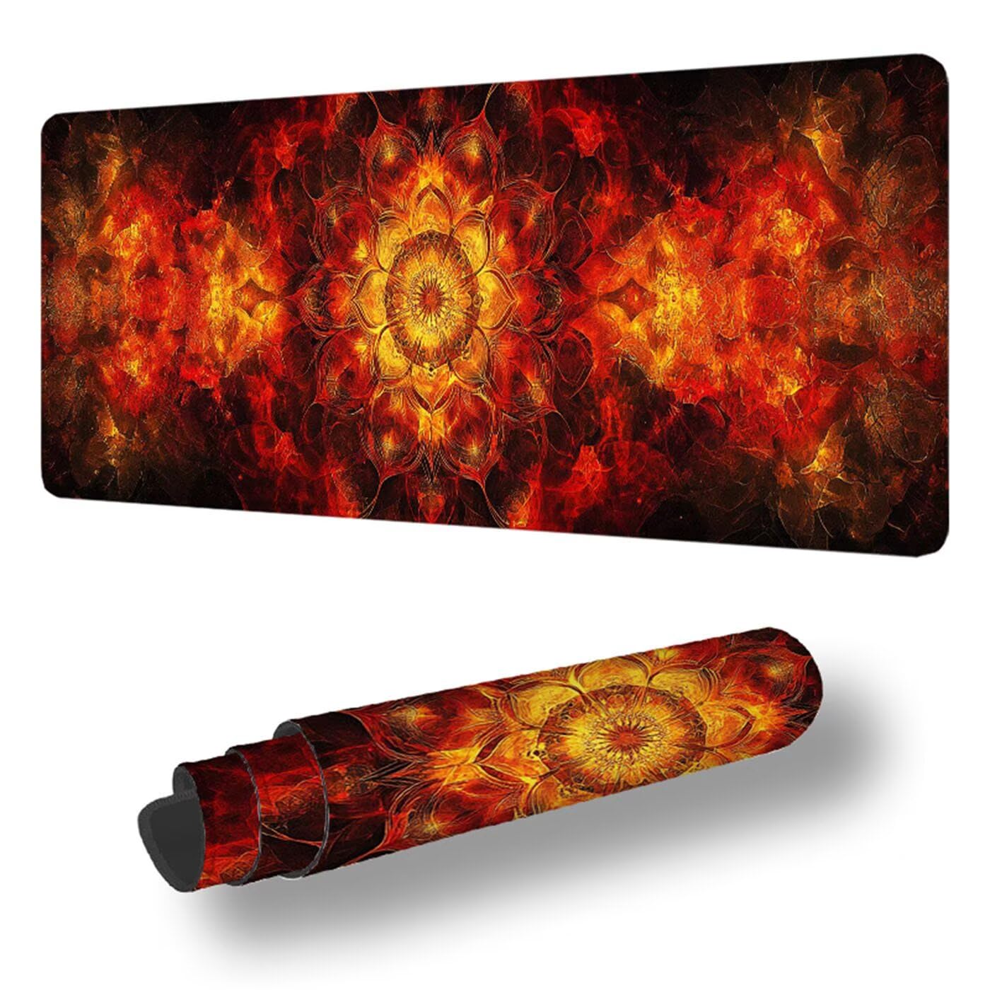 Kolorowa podkładka pod mysz do gier XXL 1000 x 500 x 3 MM podkładka pod mysz biurową Mandala z antypoślizgową gumową podstawą Wodoodporna zszyte krawędzie, do biura i domu S-1387