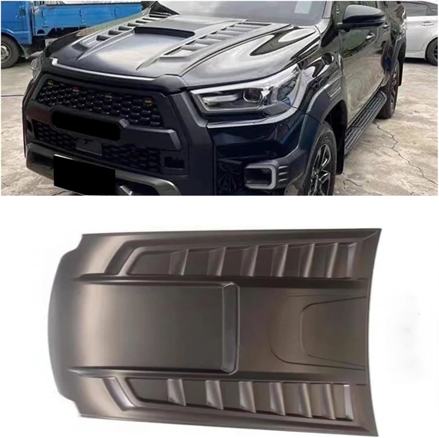 2021 Hilux Revo ABS Black Front Bonnet Hood Scoop Vent Cover Compatible with Toyota Hilux Rocco 2022 2023 Car Accessories