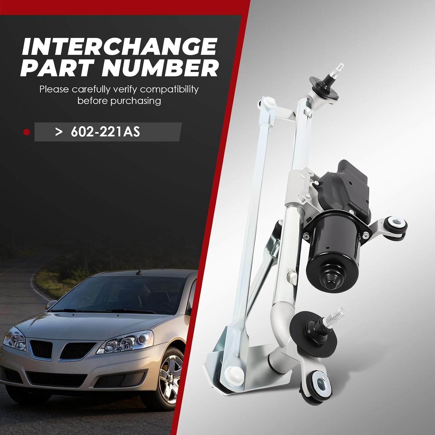 Nakkaa Windshield Wiper Motor and Linkage Assembly Compatible with Malibu 2008-2012 Aura 2007-2009 G6 2005-2010, Replaces 602-221AS