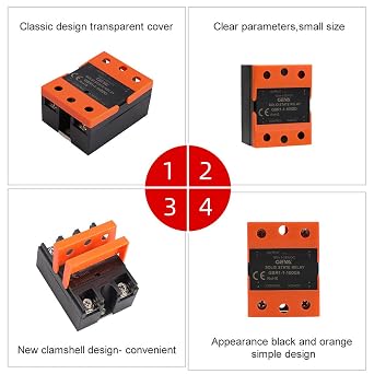 GEYA Solid State Relay DC-AC Single Phase SSR 40A Without Cover (DC Control AC,40A)