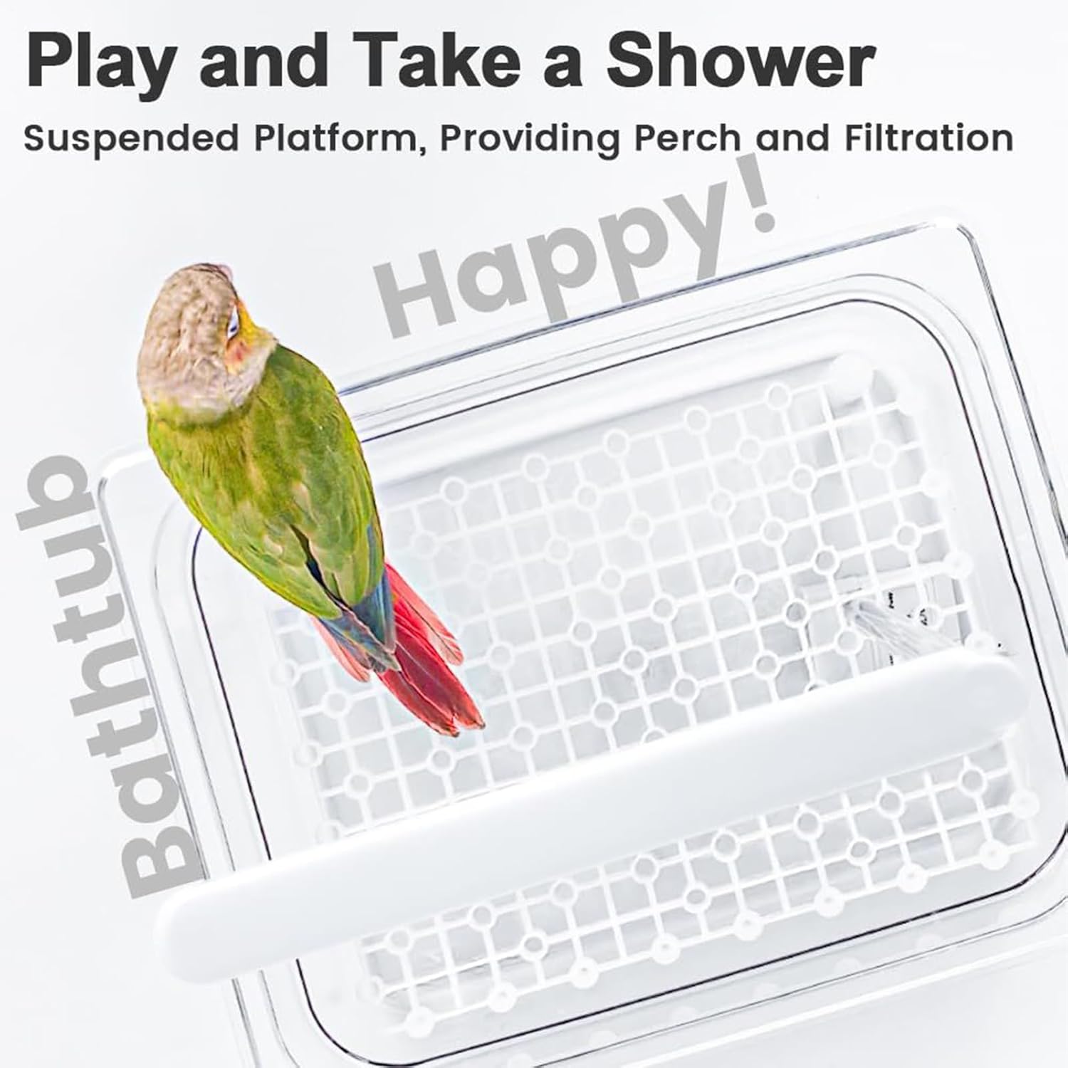 Parrot Automatic Bathtub | Adjustable Water Pressure Bird Bath,Lovebird Bathtub with Adjustable Water Pressure, Parakeet Shower Tub for Cockatiel African Grey