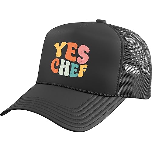 Yes Chef - Funny Saying Slang Restaurant Chef Cook Cooking Trucker Hat with Adjustable Mesh Back