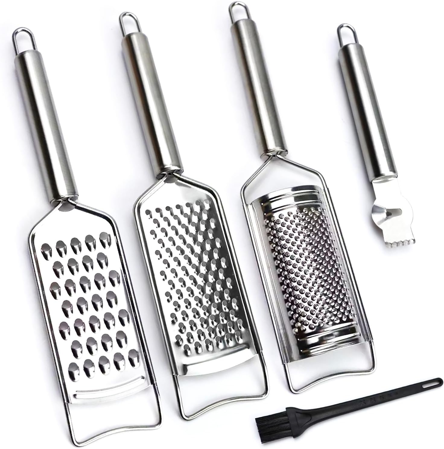 Cheese Grater Lemon Zester Grater with Handle Kitchen Grater Set of 5 Stainless Steel for Cheese Spices Ginger Garlic Chocolate Vegetable Fruit