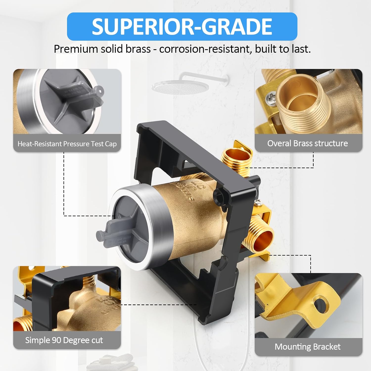 R10000-UNBXHF Universal Shower Valve Body Replacement for Delta Faucet Trim Kits, R10000-UNBXHF Multifunction Rough in Valve Fits Single/Dual Function Delta Tub Shower Systems