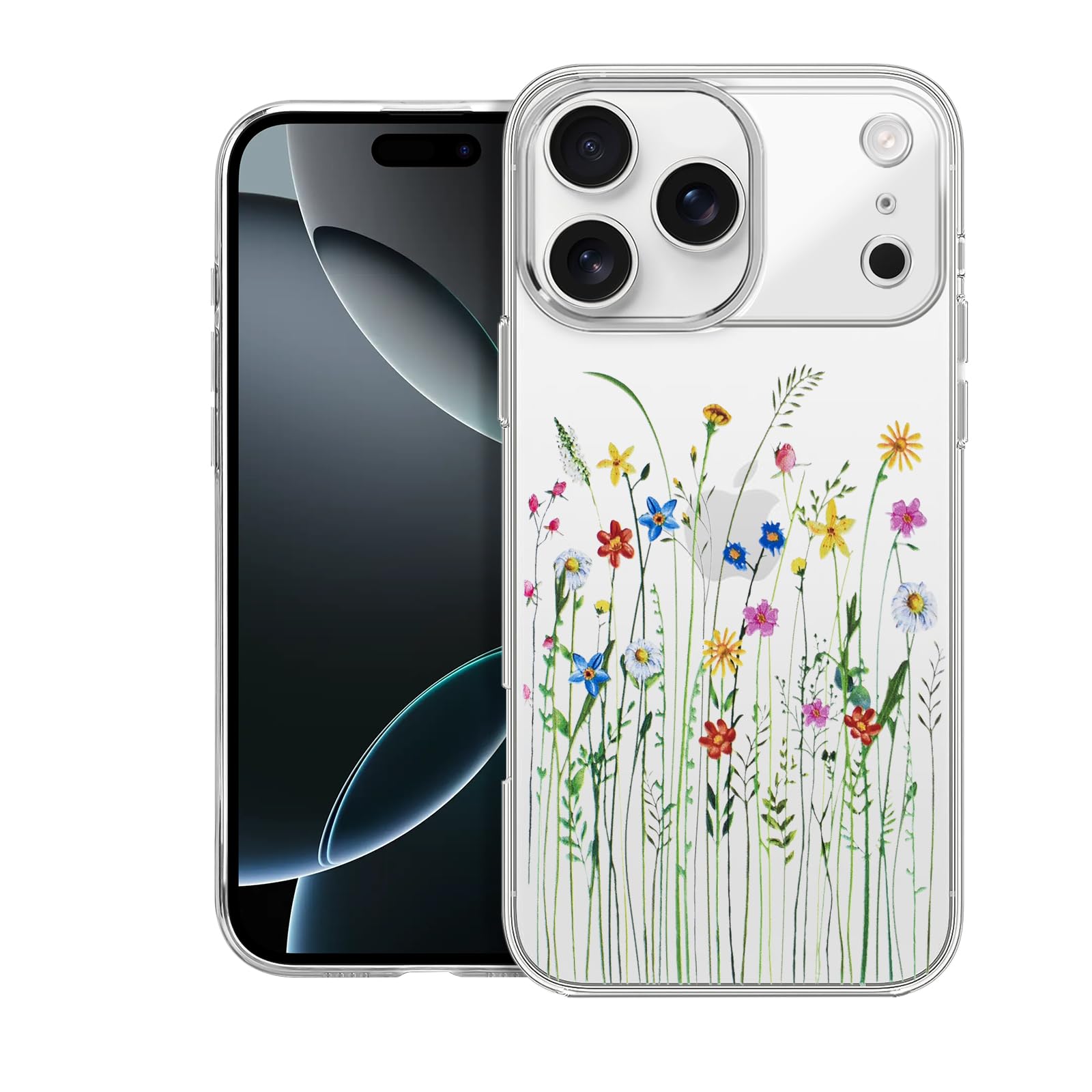 Coque antichoc iPhone 17 Pro transparente silicone fleur - 8