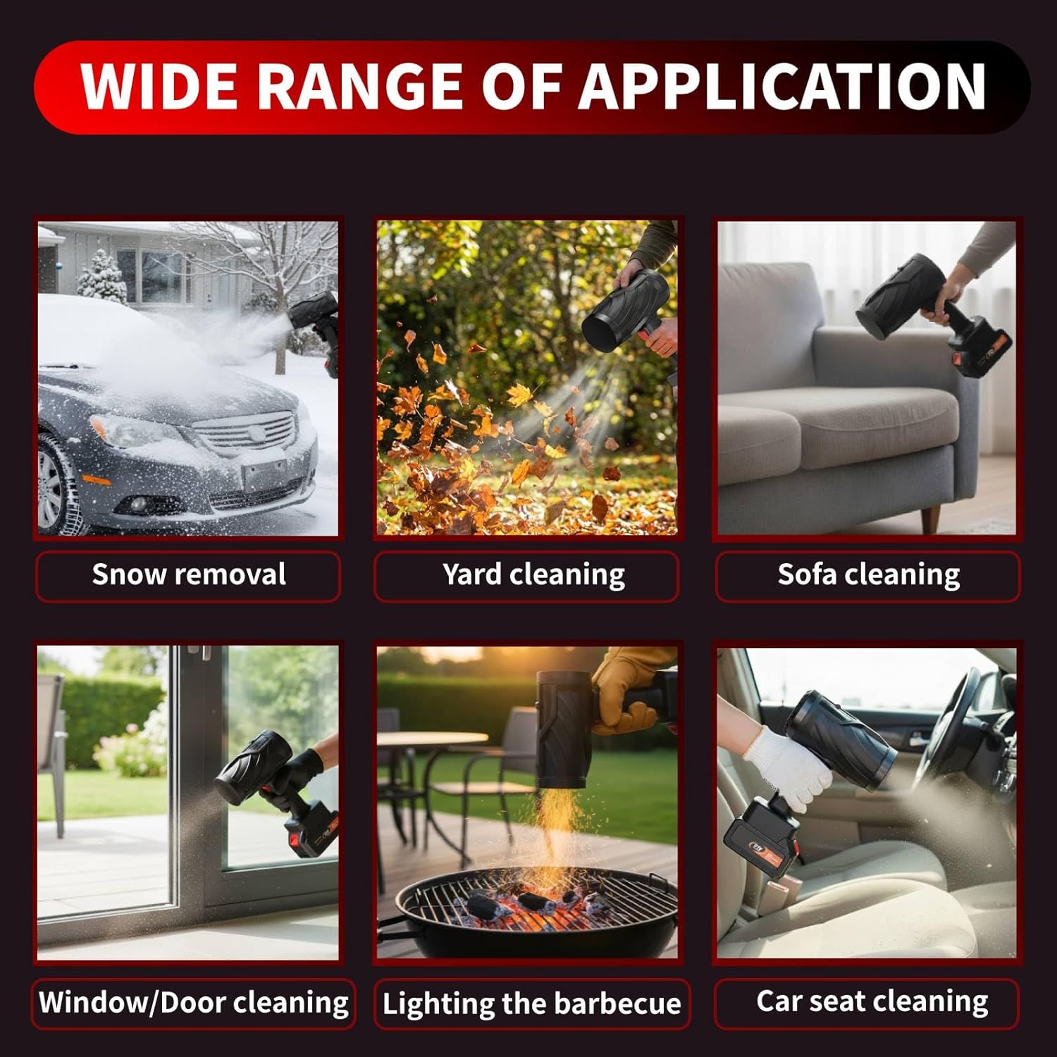 Cordless Leaf Blower, Lightweight Handheld Electric Dust Cleaner Blower with Adjustable Speed, Battery Powered Leaf Blowers for Lawn Care, Patio Cleaning & Blowing Drying with 1 Pack Battery Powered - Image 6