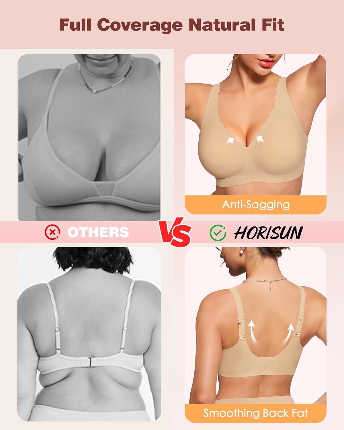HORISUN Jelly Bras for Women No Underwire Deep V Supportive Wireless Bra image 4