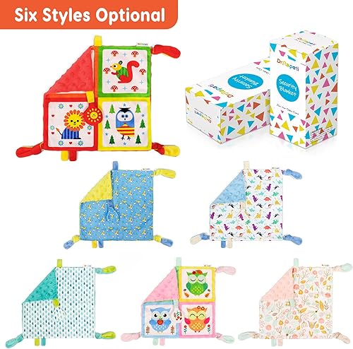 Miniatura 7 de Dr.Rapeti Manta de seguridad para bebé, niño pequeño, 10 x 10 pulgadas, juguete sensorial lavable, manta de apaciguamiento amoroso (gota de lluvia)