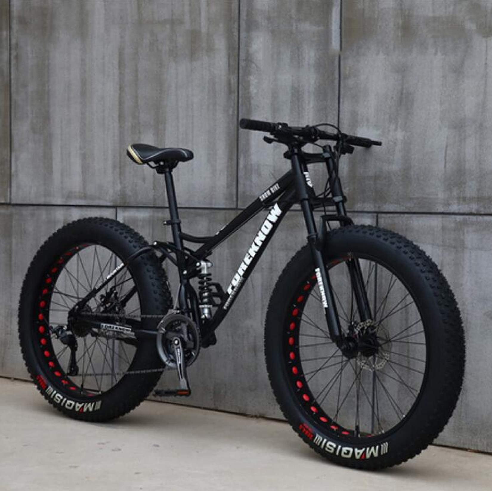 Mens Mountain Bike 26 Inch Full Suspension Mountain Bikes Bicycle, Soft Tail Dual Suspension Fat Tire Bike Double Disc Brake, Beach Snow All Terrain MTB