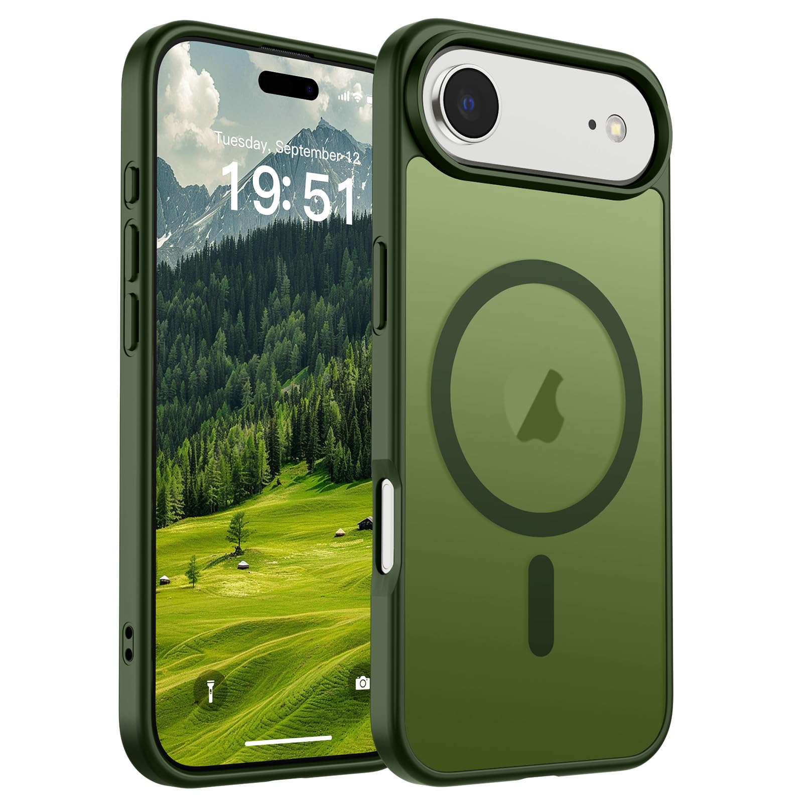SUPFINE Magnetic for iPhone Air Case Cangling Green | (Compatible with MagSafe)(Military Grade Drop Protection)Shockproof Translucent Matte Phone Cover